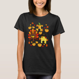 Autism Asd Awareness Puzzle Piece Autumn Thanksgiv T-Shirt