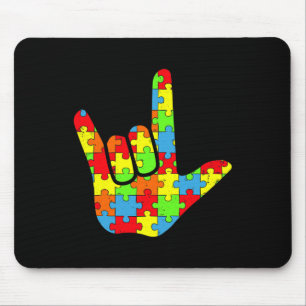 Autism ASL Love Sign Language Autism Awareness Puz Mouse Pad