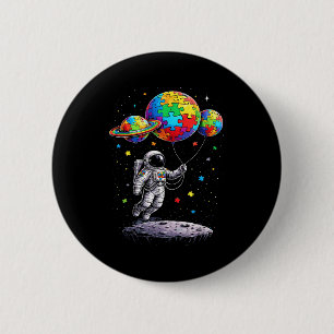 Autism astronaut balloon autism awareness space 6 cm round badge