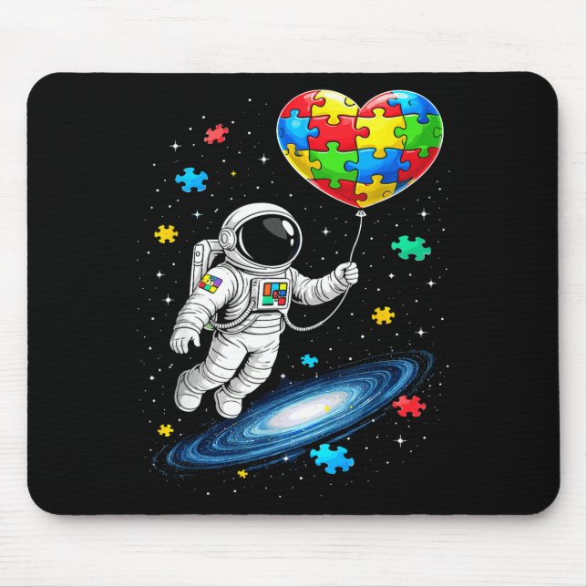 Autism astronaut balloon autism awareness space  mouse pad (Front)