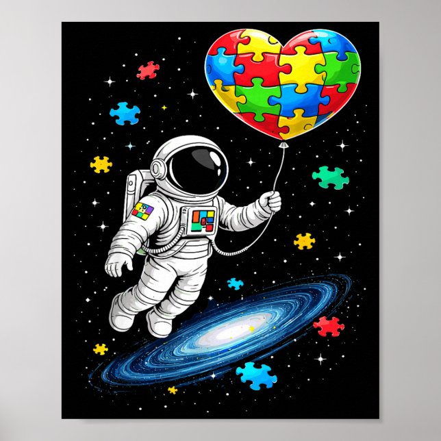 Autism astronaut balloon autism awareness space  poster (Front)