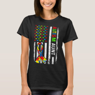 Autism Aunt American Flag Autism Awareness Family T-Shirt