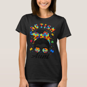 Autism Aunt Autism Awareness Family Matching Messy T-Shirt