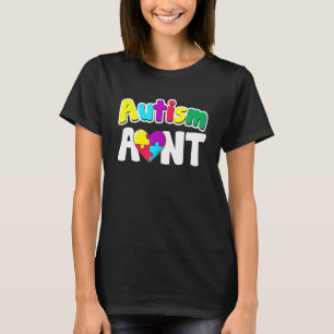 Autism Aunt Awareness Puzzle Pieces Colours T-Shirt