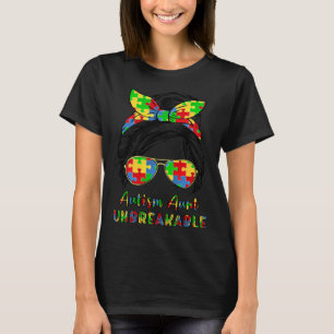 Autism Aunt Unbreakable Puzzle Pieces Be Kind Love T-Shirt