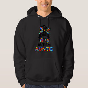 Autism Auntie Messy Bun Autism Awareness Aunt Hoodie