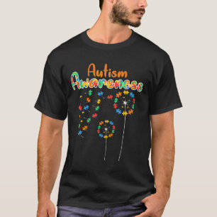 Autism-Autism Awareness Dandelion Flower Puzzle Pi T-Shirt