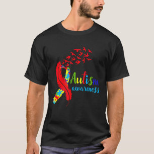 Autism-Autism Awareness Feather With Birds Pieces T-Shirt