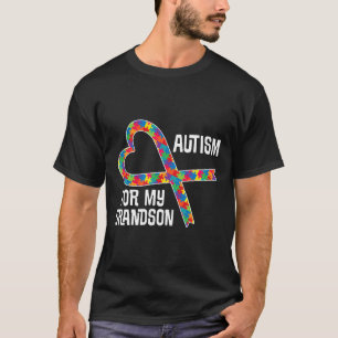 Autism-Autism Awareness Puzzle Ribbon For Grandson T-Shirt
