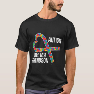 Autism-Autism Awareness Puzzle Ribbon For Grandson T-Shirt