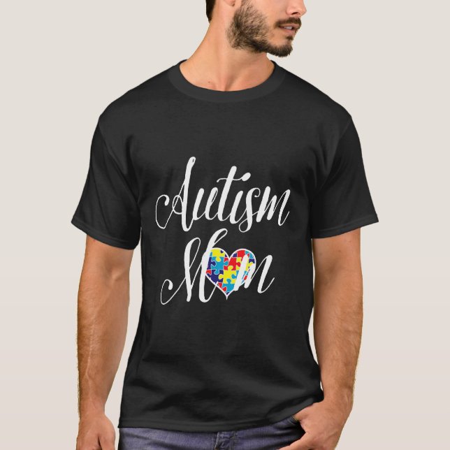 Autism-Autism Mum Puzzle Heart T-Shirt (Front)