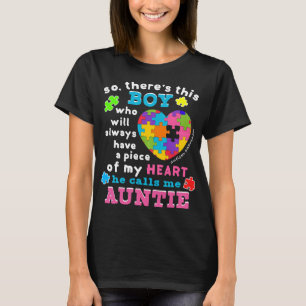Autism-Autism-Womens Theres A Boy He Calls Me Aunt T-Shirt