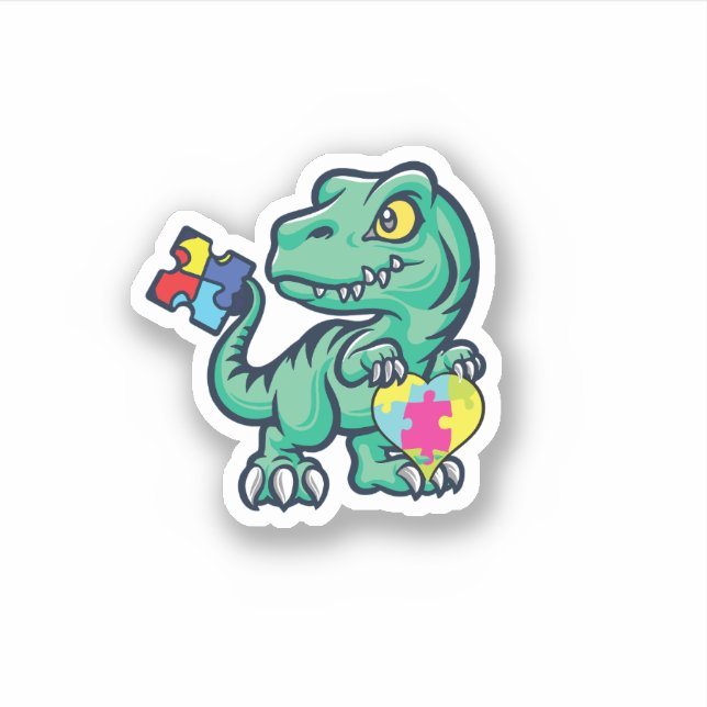 Autism Autistic Dinosaur Sticker  (Front)