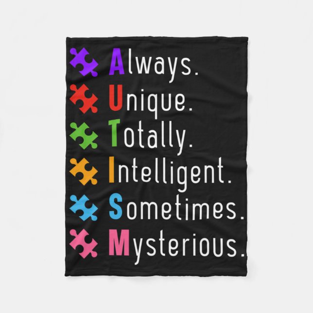 Autism Autistic Puzzle  Fleece Blanket (Front)