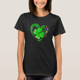 Autism Awarenes Heart Shamrock St Patricks Day Puz T-Shirt