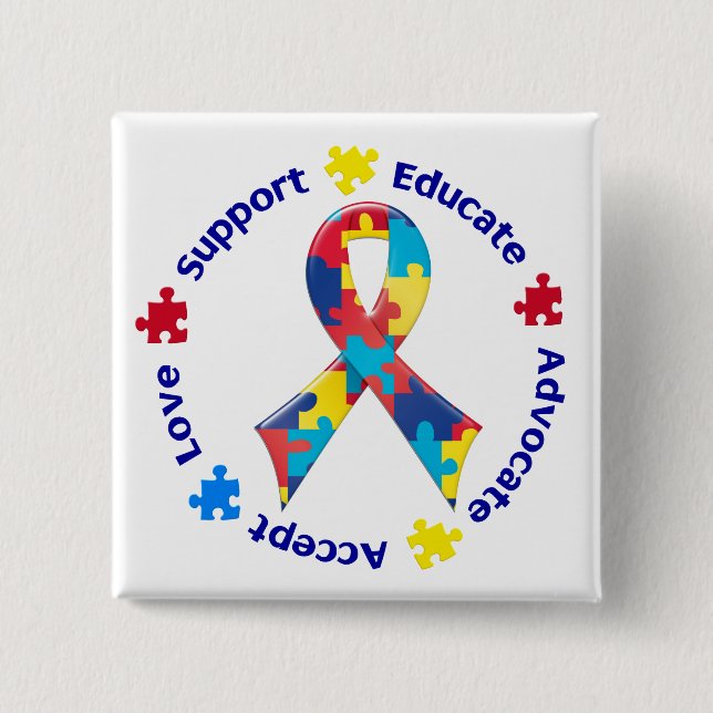Autism Awareness 15 Cm Square Badge (Front)