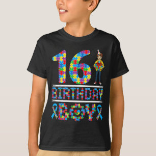 Autism Awareness 16th Birthday Boy Puzzle Piece 16 T-Shirt