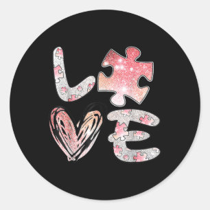 Autism Awareness 2025 Valentines Day  Classic Round Sticker