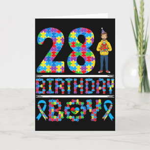 Autism Awareness 28th Birthday Boy Puzzle Piece 28 Card