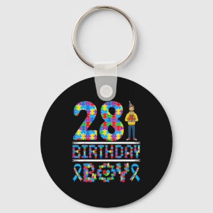 Autism Awareness 28th Birthday Boy Puzzle Piece 28 Key Ring