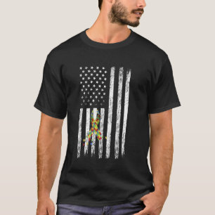 Autism Awareness 2 April Autism American Flag USA T-Shirt