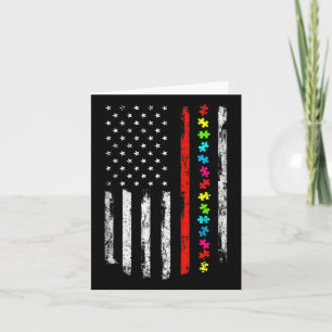 Autism Awareness 4th July Thin Red Line Firefighte Card