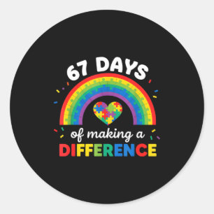 Autism Awareness 67 Days Of Making A Difference 6  Classic Round Sticker