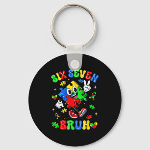Autism awareness 67 six seven bruh puzzle boy girl key ring
