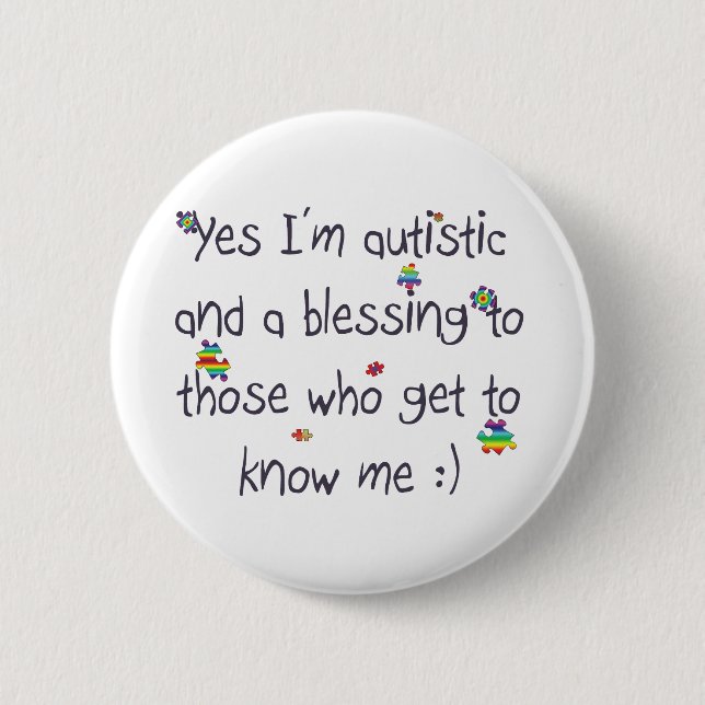 Autism awareness 6 cm round badge (Front)