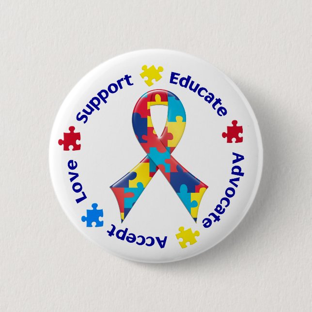Autism Awareness 6 Cm Round Badge (Front)