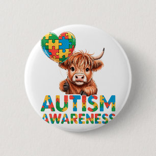 Autism awareness 6 cm round badge