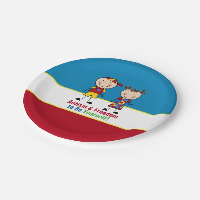 Autism Awareness 7" Paper Plate (Angled)