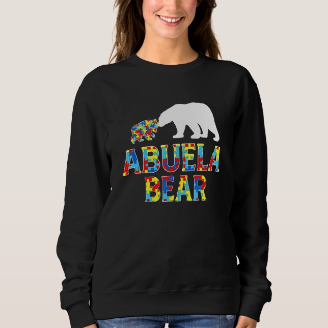 Autism Awareness Abuela Bear Puzzle Support Autist Sweatshirt (Front)