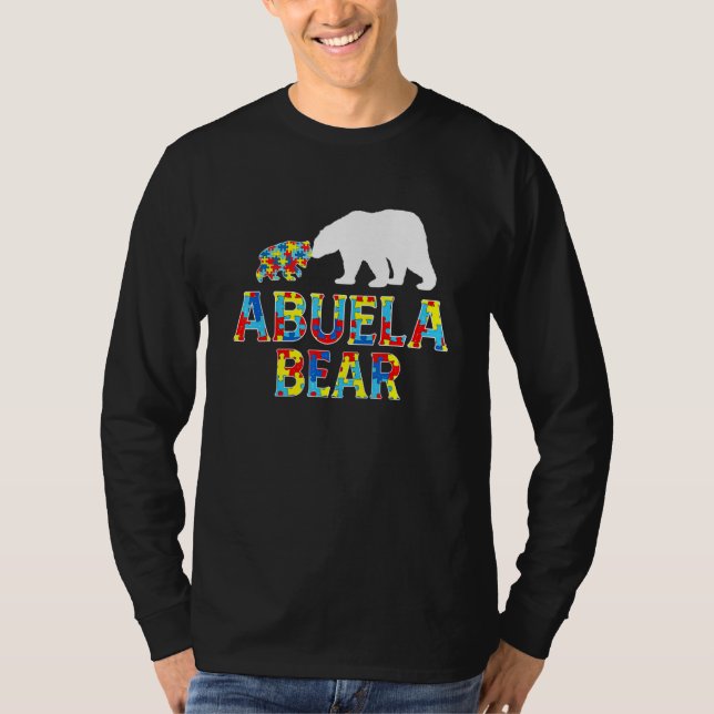 Autism Awareness Abuela Bear Puzzle Support Autist T-Shirt (Front)