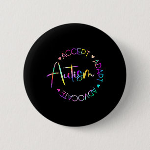Autism Awareness Accept Adapt Advocate Autism Mum  6 Cm Round Badge