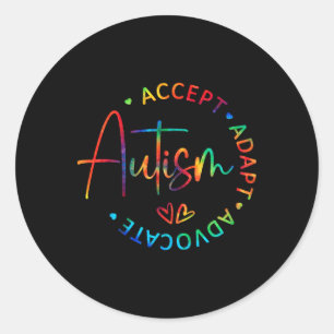 Autism Awareness Accept Adapt Advocate Autism Mum  Classic Round Sticker