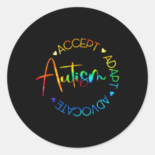 Autism Awareness Accept Adapt Advocate Autism Mum  Classic Round Sticker