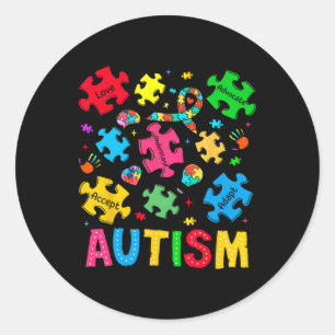 Autism Awareness Accept Adapt Advocate Autism Mum  Classic Round Sticker