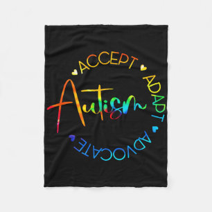 Autism Awareness Accept Adapt Advocate Autism Mum Fleece Blanket
