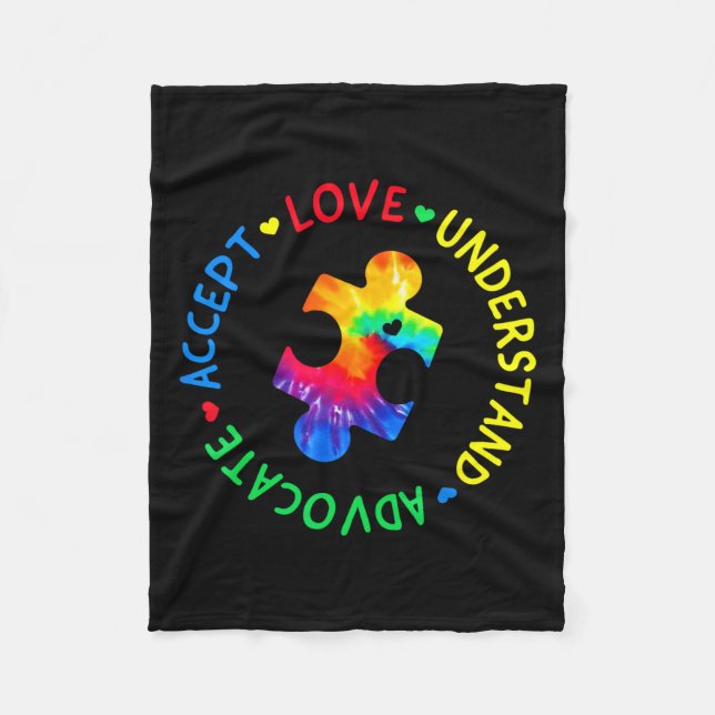 Autism Awareness Accept Adapt Advocate Autism Mum  Fleece Blanket (Front)
