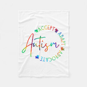 Autism Awareness Accept Adapt Advocate Autism Mum Fleece Blanket