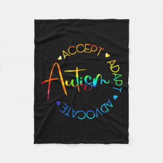 Autism Awareness Accept Adapt Advocate Autism Mum  Fleece Blanket