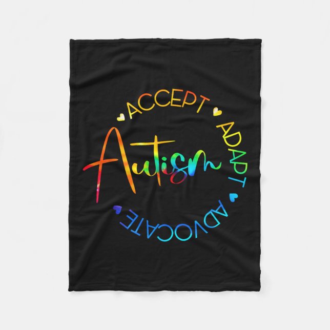 Autism Awareness Accept Adapt Advocate Autism Mum  Fleece Blanket (Front)