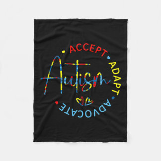 Autism Awareness Accept Adapt Advocate Autism Mum  Fleece Blanket