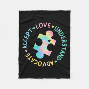 Autism Awareness Accept Adapt Advocate Autism Mum  Fleece Blanket