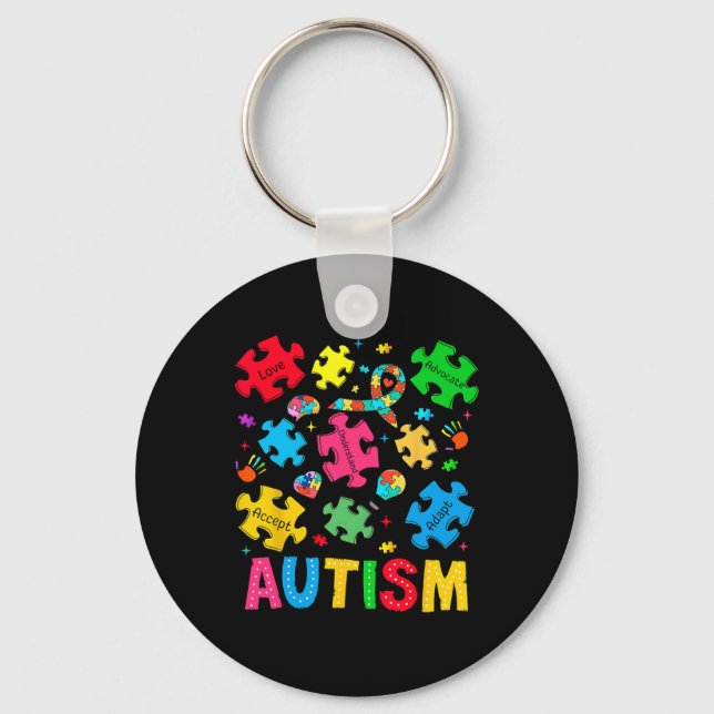 Autism Awareness Accept Adapt Advocate Autism Mum  Key Ring (Front)