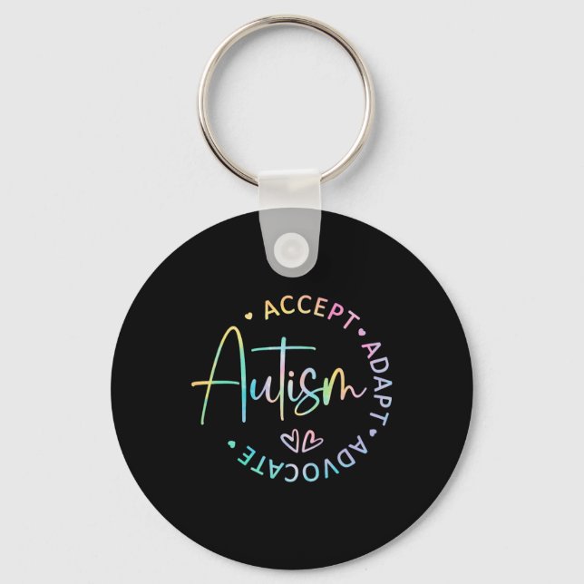 Autism Awareness Accept Adapt Advocate Autism Mum  Key Ring (Front)