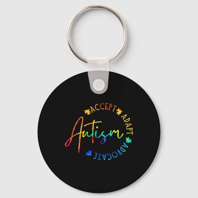 Autism Awareness Accept Adapt Advocate Autism Mum  Key Ring (Front)