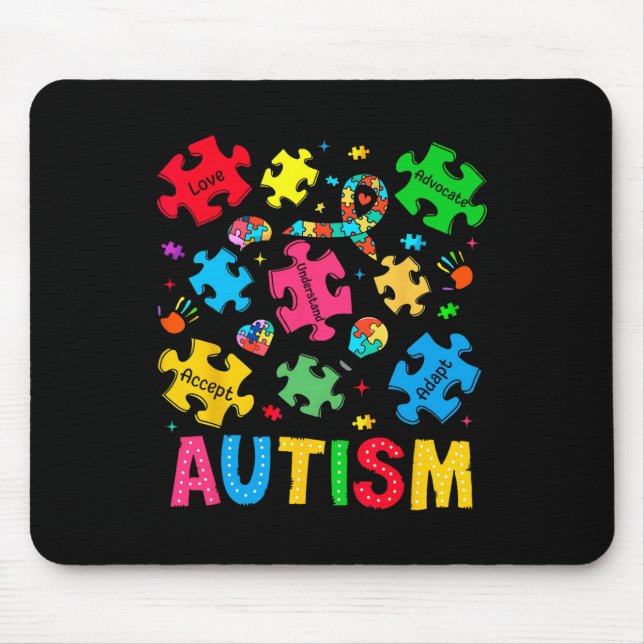 Autism Awareness Accept Adapt Advocate Autism Mum  Mouse Pad (Front)