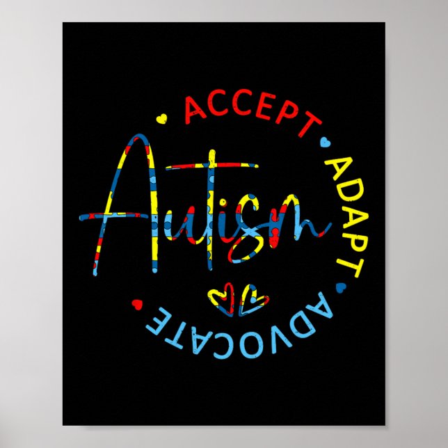 Autism Awareness Accept Adapt Advocate Autism Mum  Poster (Front)